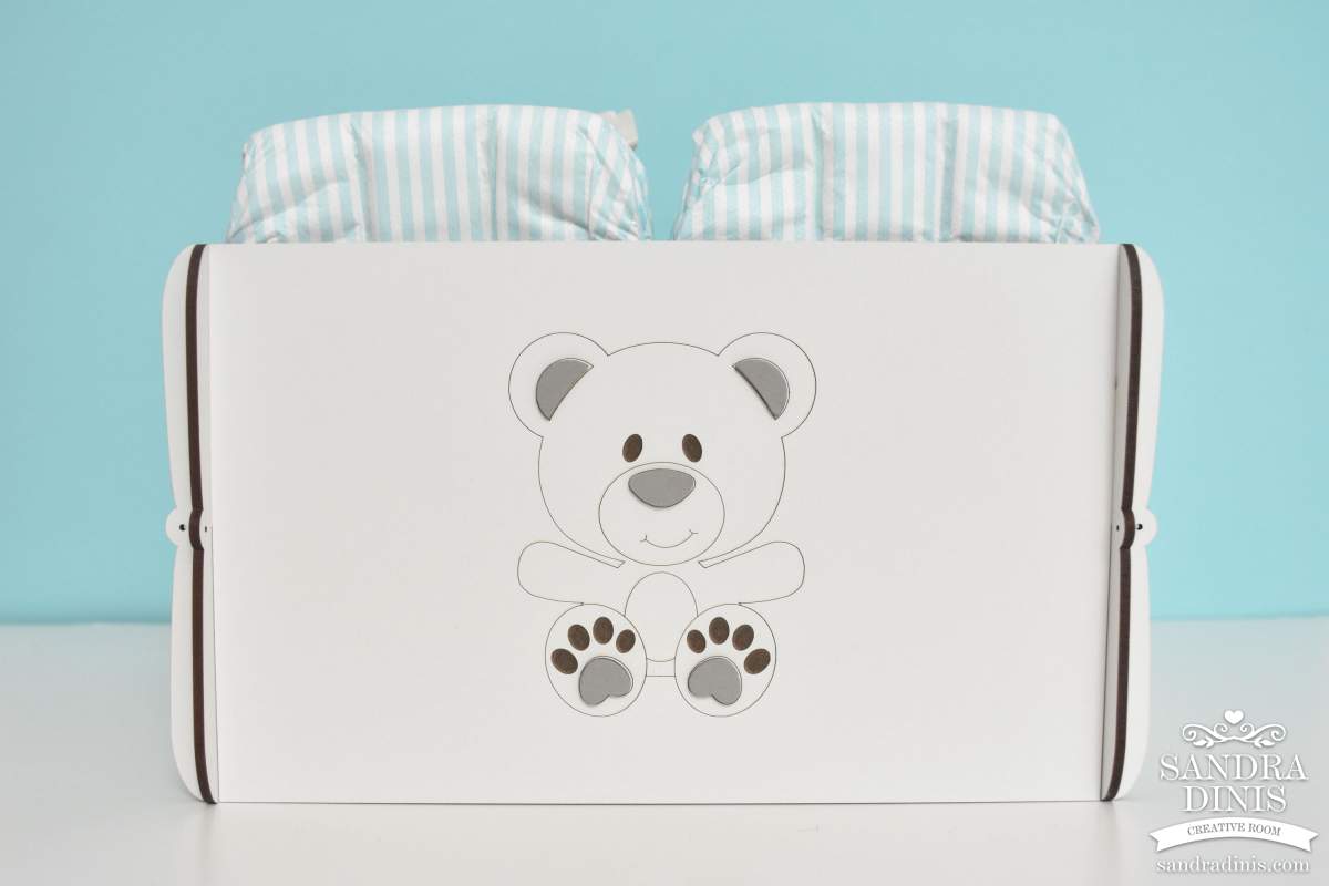 Caixa de arrumações para bebé com urso