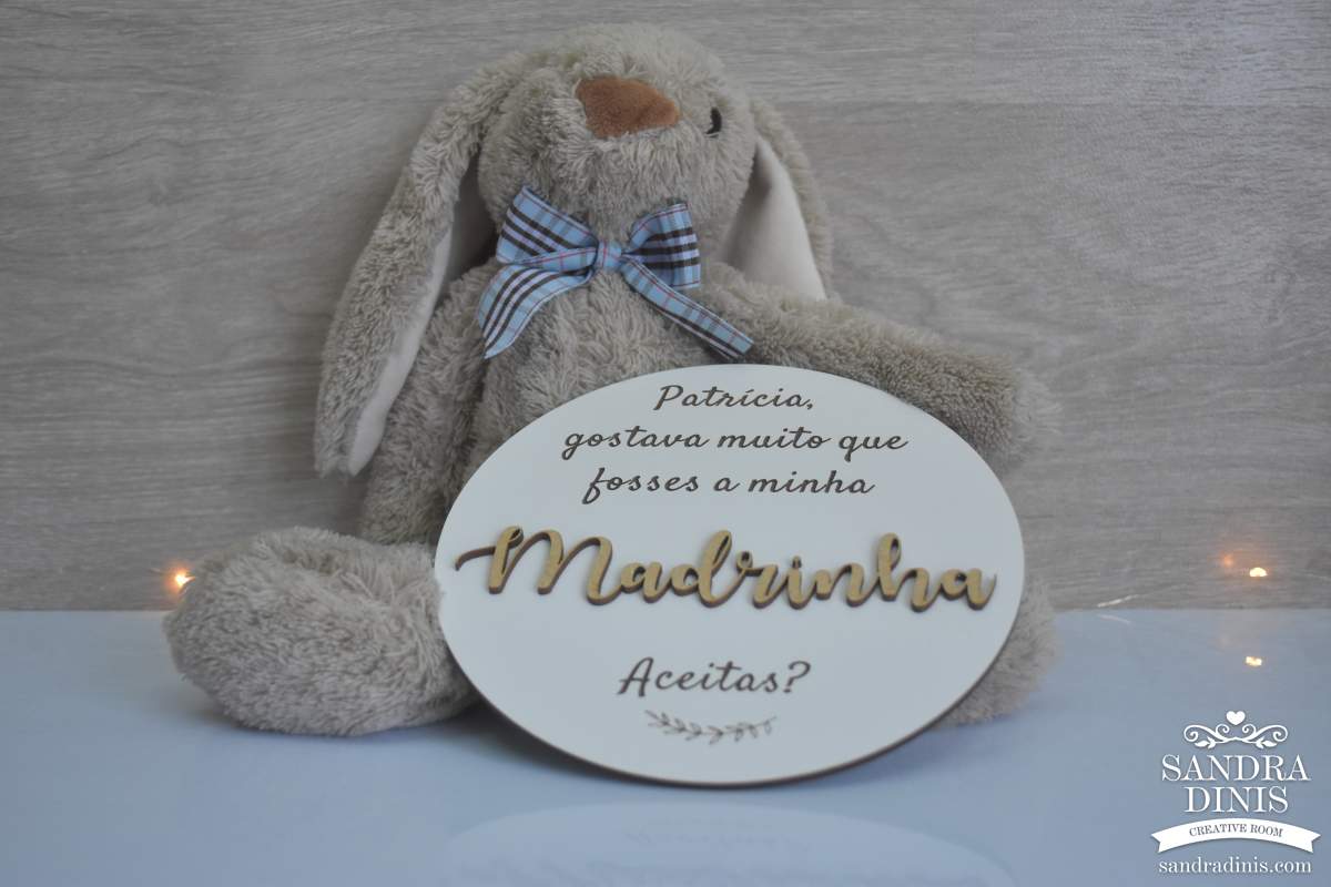 Convite Redondo Madrinha/Padrinho Branco