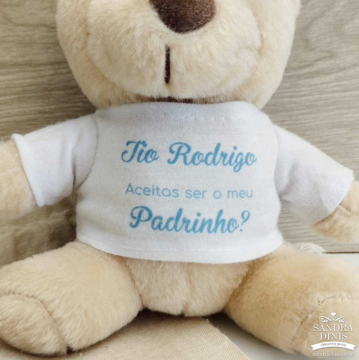 Ursinho peluche Convite Padrinhos batismo