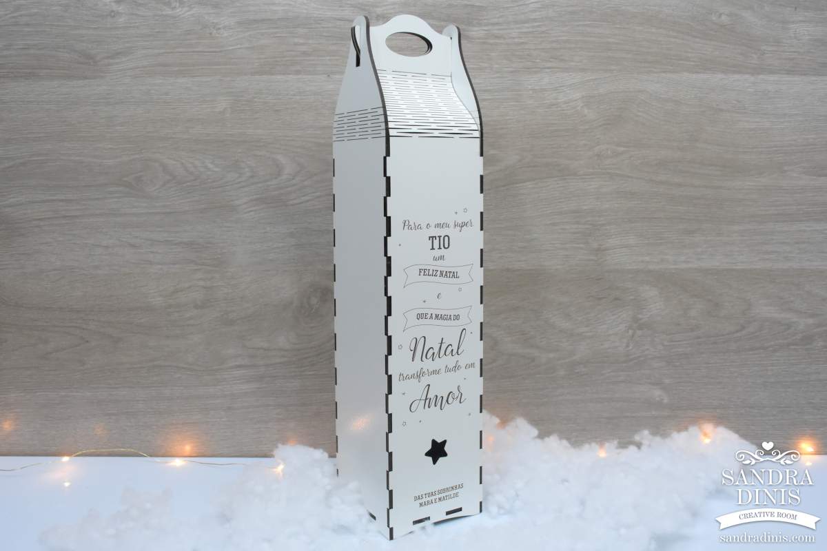 Caixa de madeira para garrafa personalizada