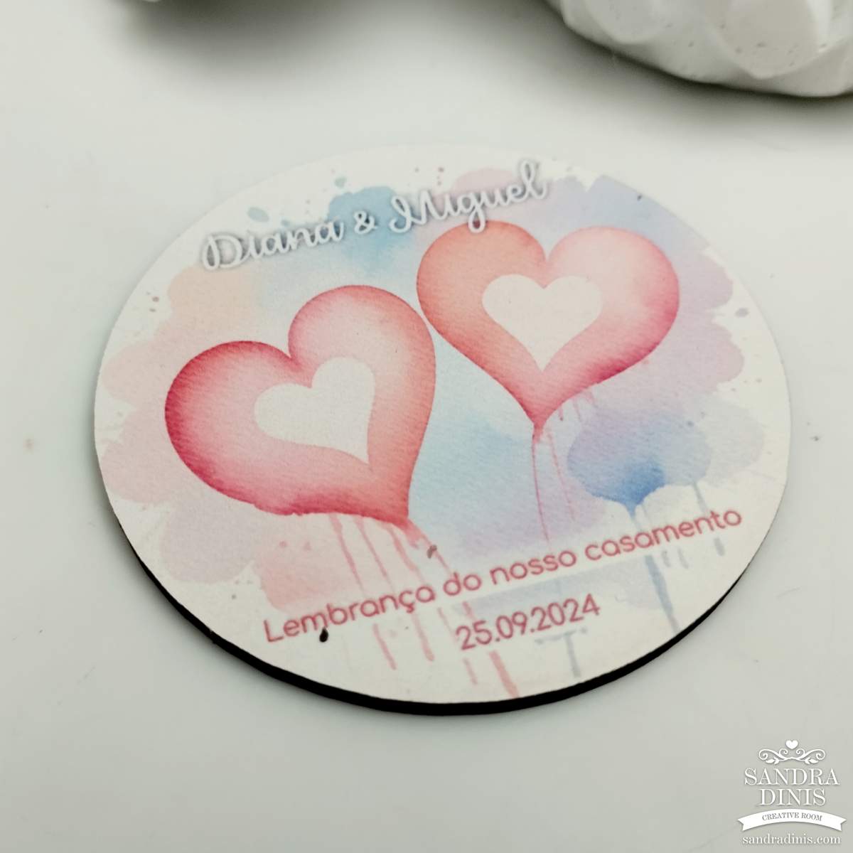 Íman Corações - lembrança personalizada casamento