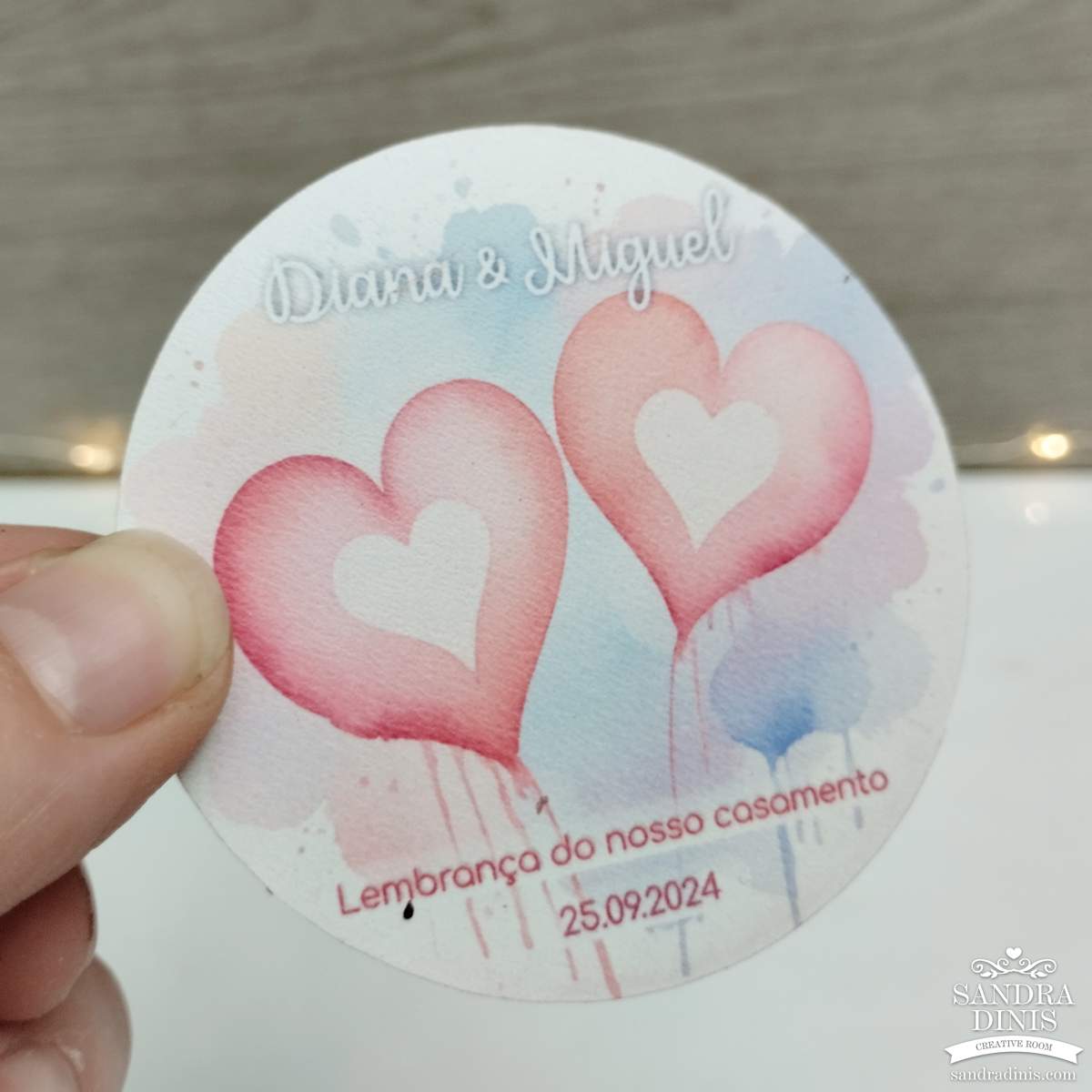 Íman Corações - lembrança personalizada casamento