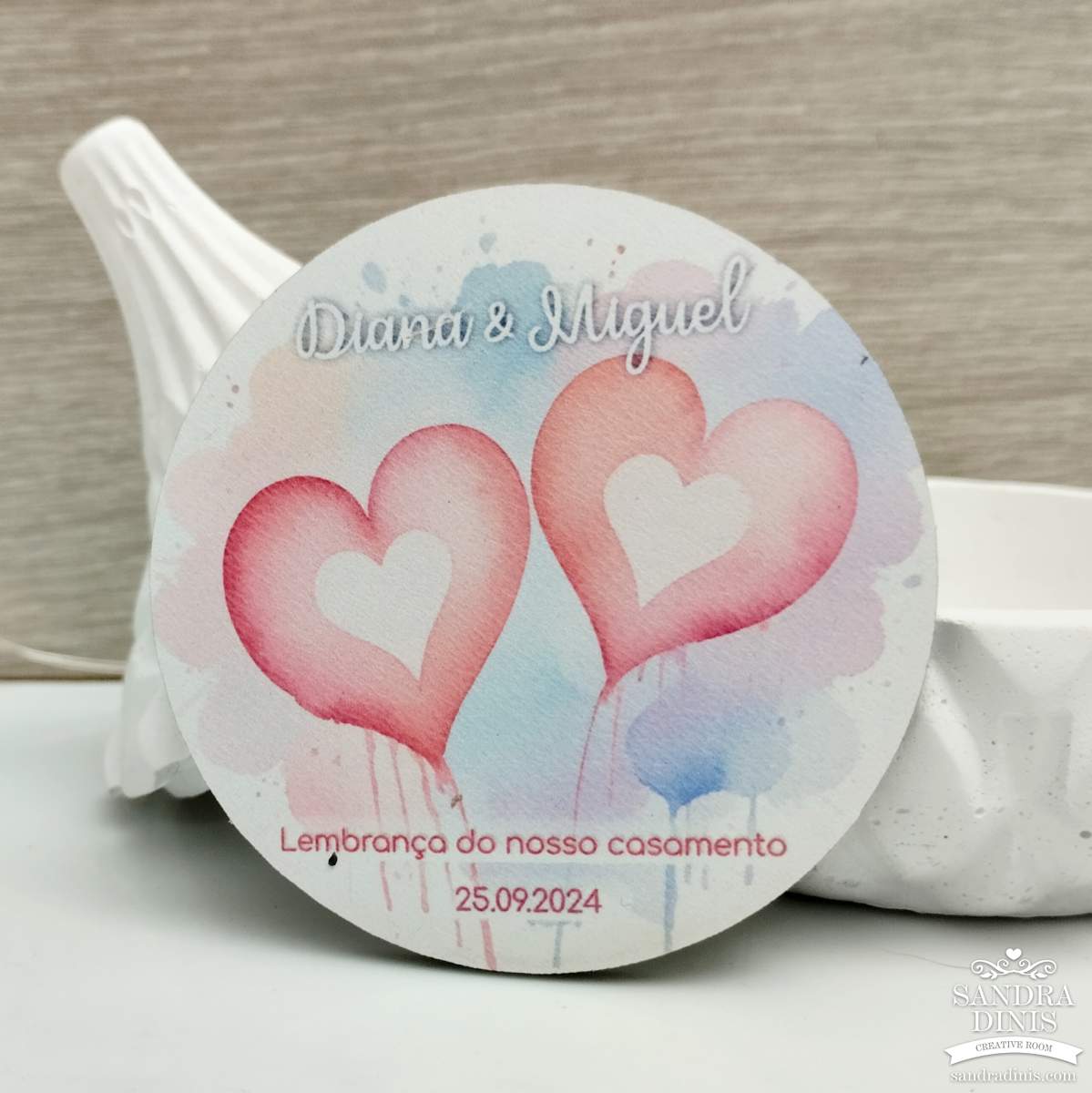 Íman Corações - lembrança personalizada casamento