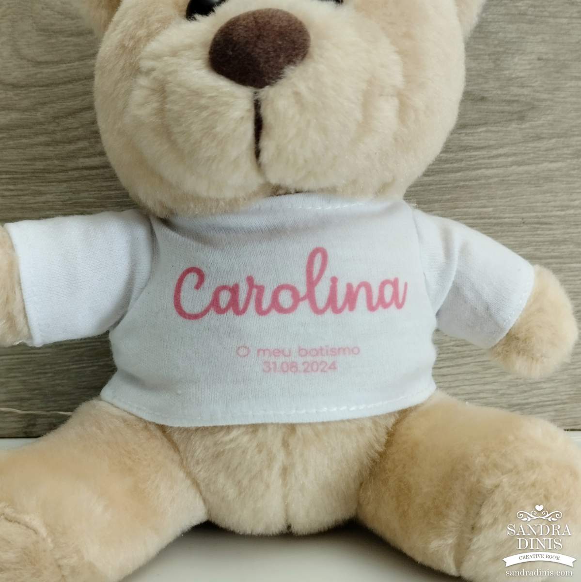 Ursinho peluche lembrança personalizada bebé 