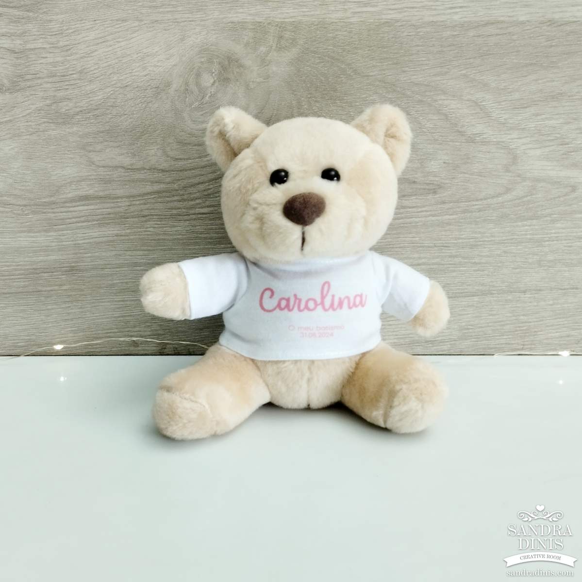 Ursinho peluche lembrança personalizada bebé 