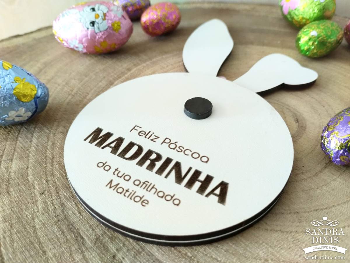 Moldura íman Madrinha / Padrinho Páscoa - Coelho