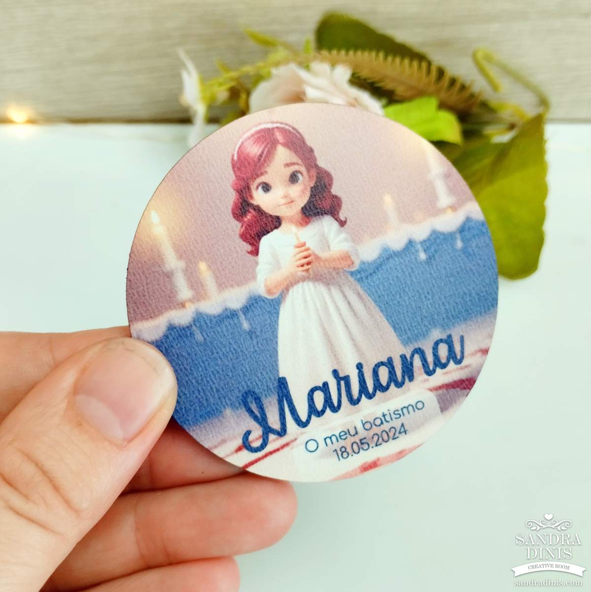 Íman Menina com Vela - lembrança personalizada  novo