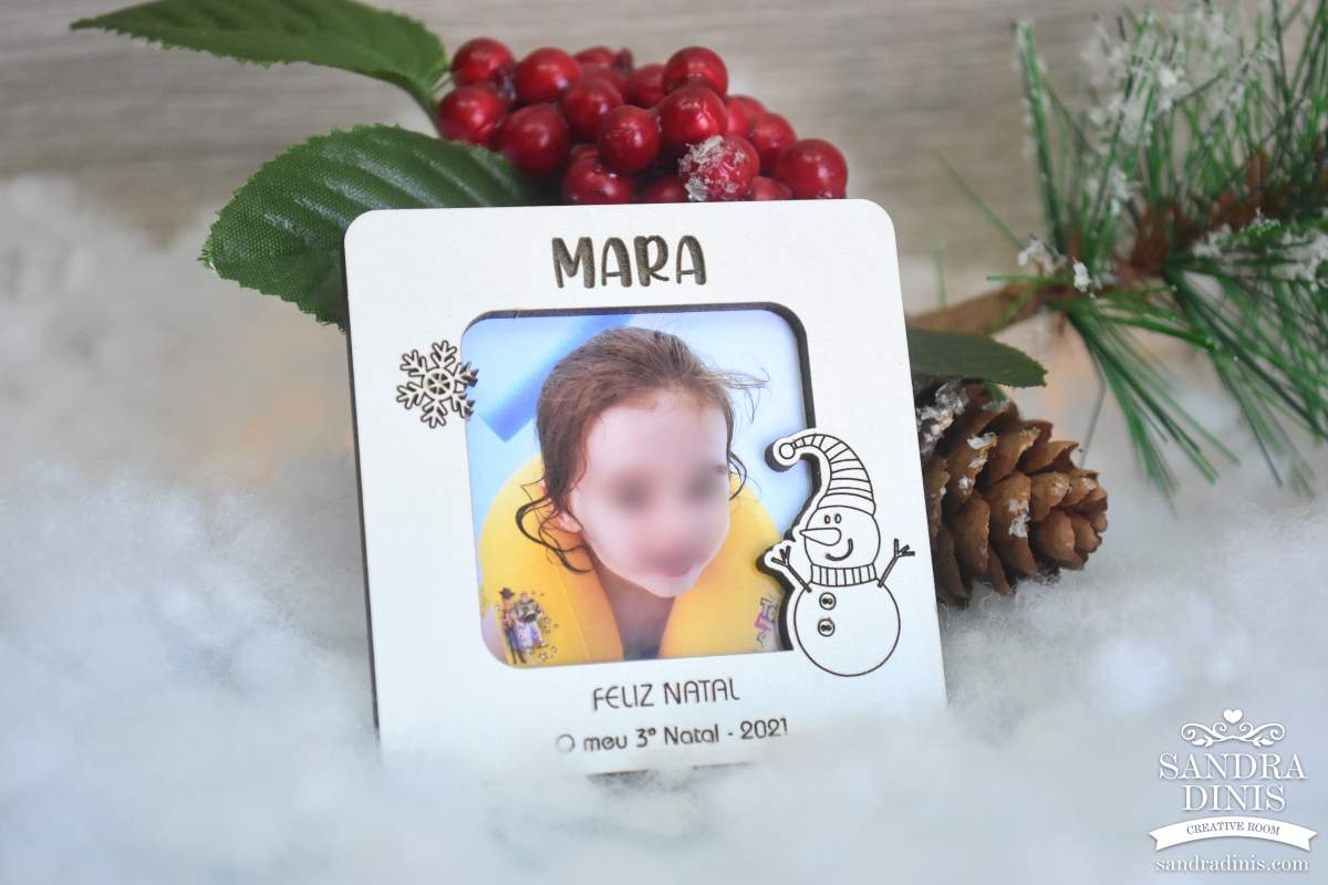 Íman de Natal com fotografia - boneco de neve