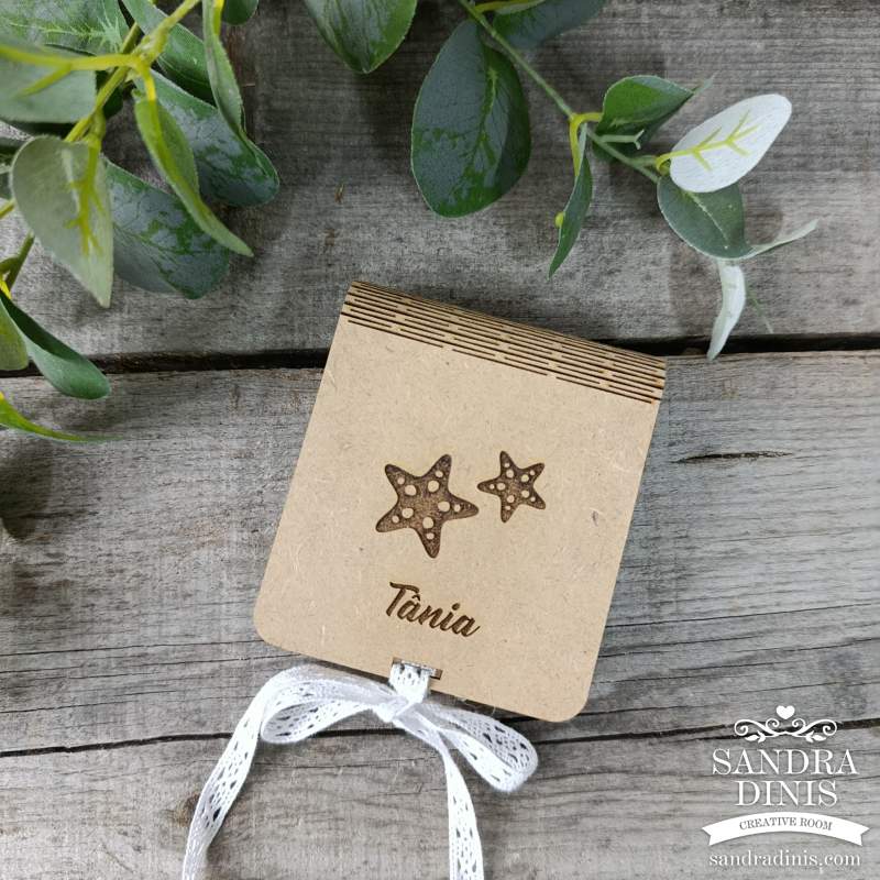 Convite Padrinhos / Dama de Honor caixinha pequena estrela do mar / praia