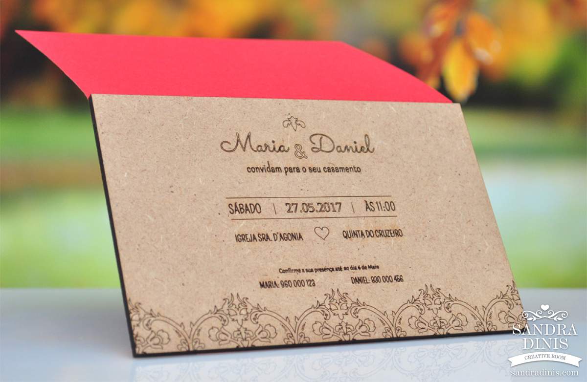 Convite para Casamento rectangular com abertura - personalizado