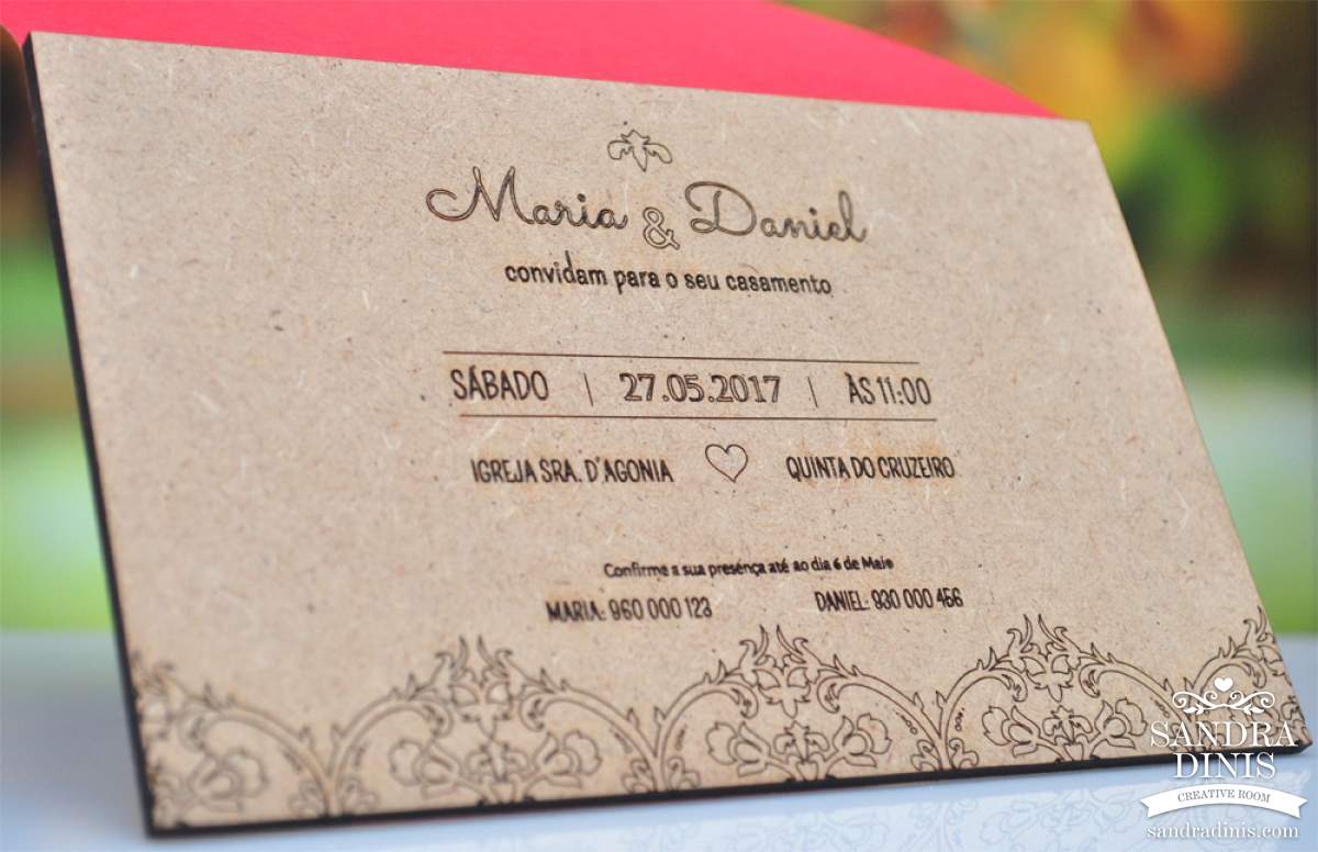 Convite para Casamento rectangular com abertura - personalizado
