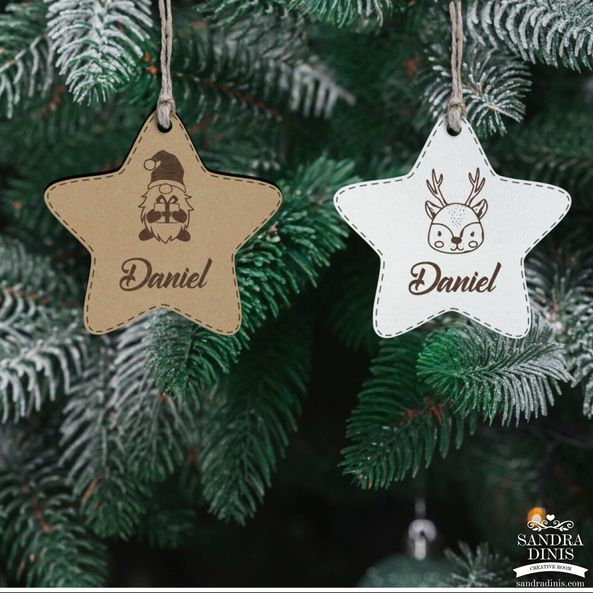 Estrela Natal com bonequinho personalizada com nome