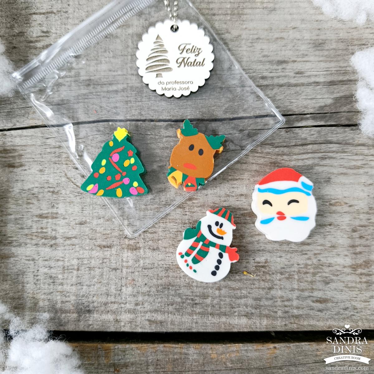 Conjunto borrachas de natal - lembrança professores / educadores