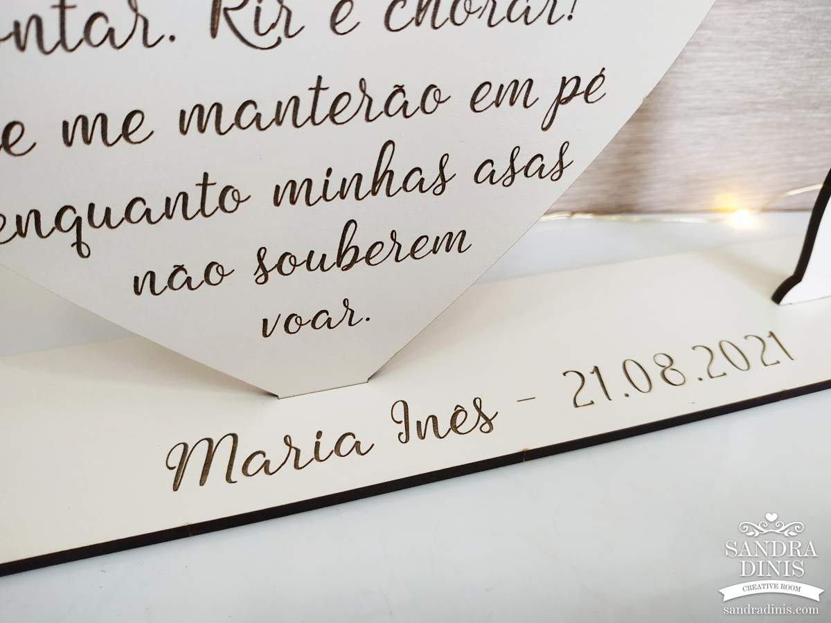 Convite batismo Madrinha / Padrinho Coração