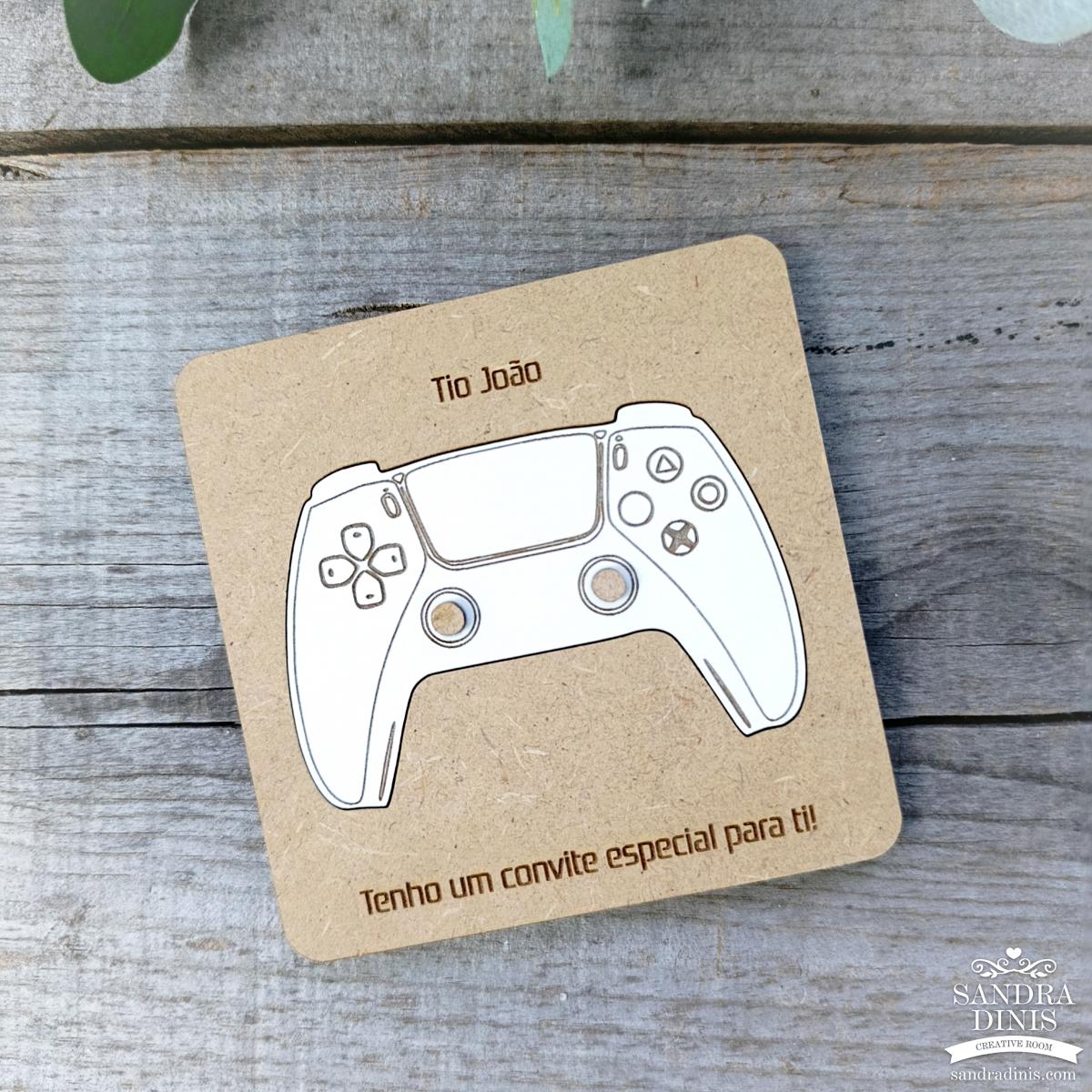 Convite Personalizado para Padrinho - Comando consola / PlayStation 