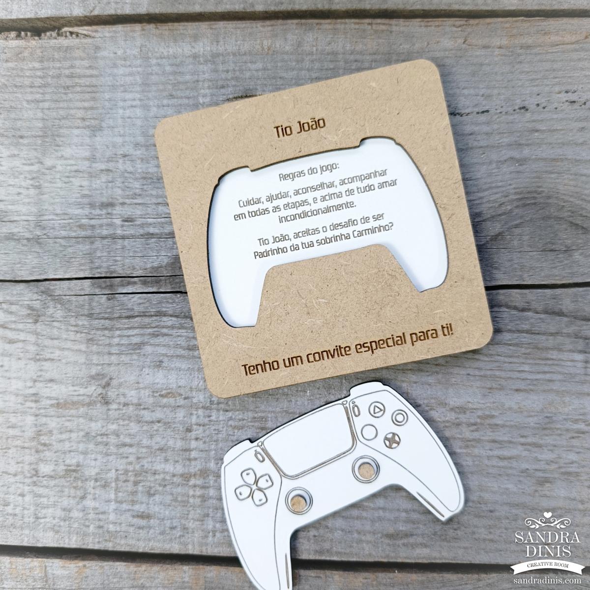 Convite Personalizado para Padrinho - Comando consola / PlayStation 