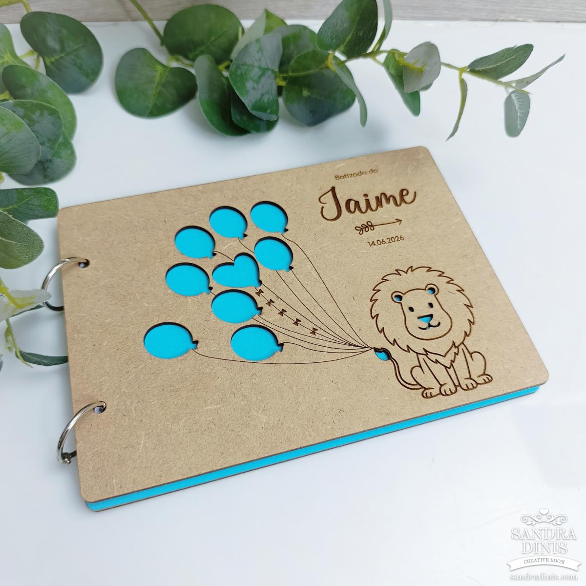 Livro de Honra infantil batismo aniversário com leão 