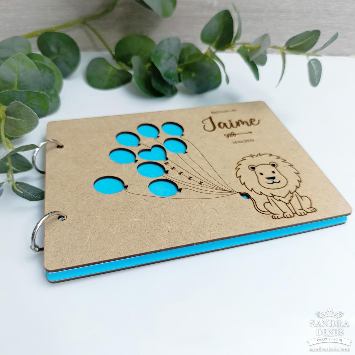 Livro de Honra infantil batismo aniversário com leão 
