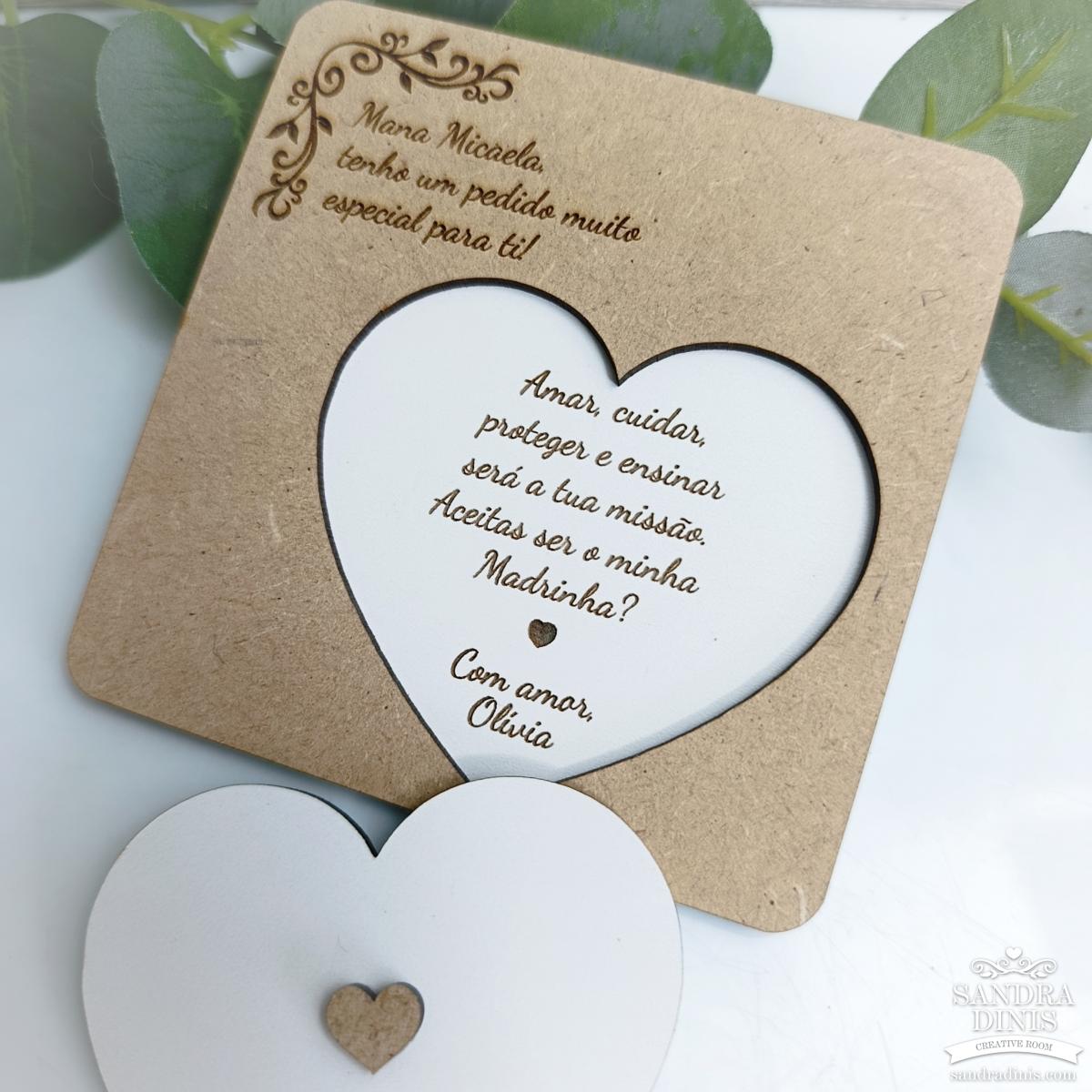 Convite Personalizado para Padrinho Madrinha Coração 