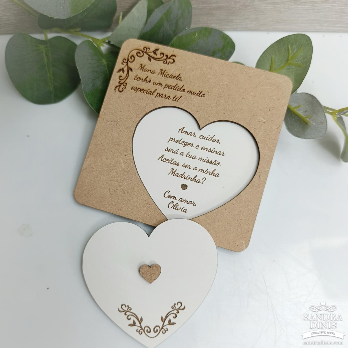Convite Personalizado para Padrinho Madrinha Coração 