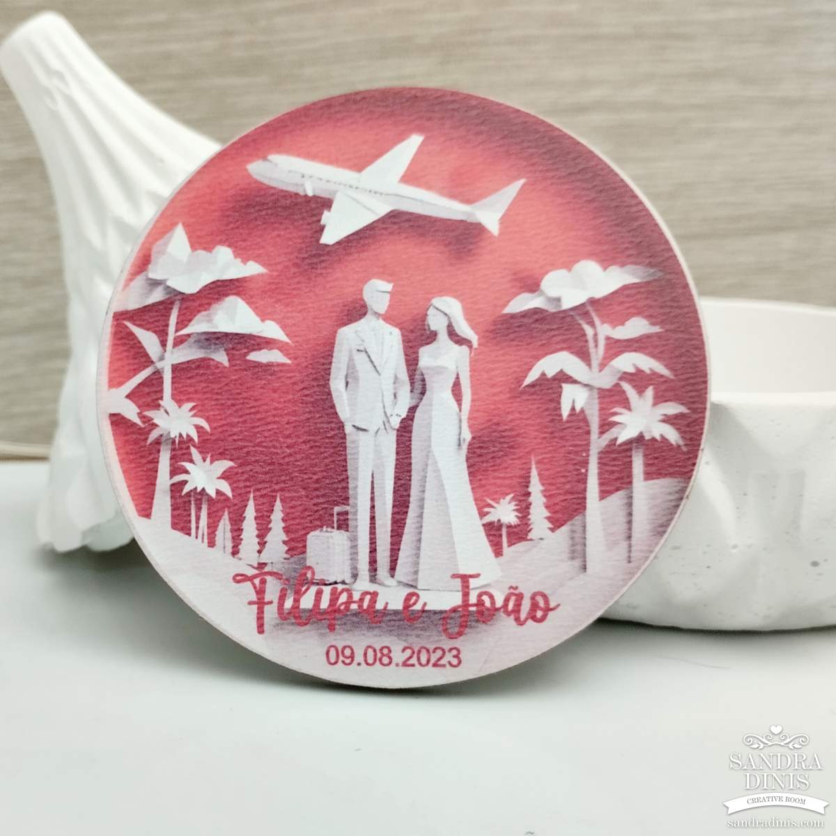 Íman Casal Viagens - lembrança personalizada casamento