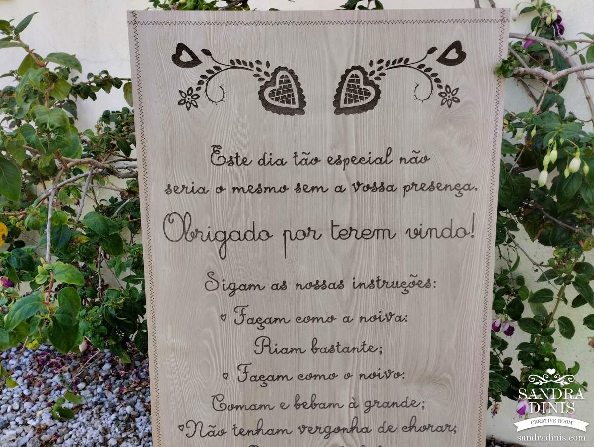 Placa Entrada na Quinta Lenços Namorados  Boas-vindas