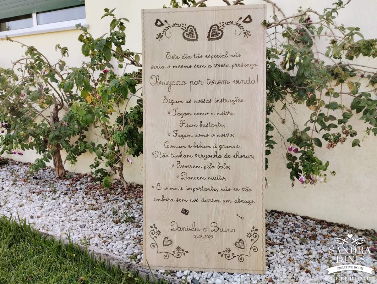 Placa Entrada na Quinta Lenços Namorados  Boas-vindas