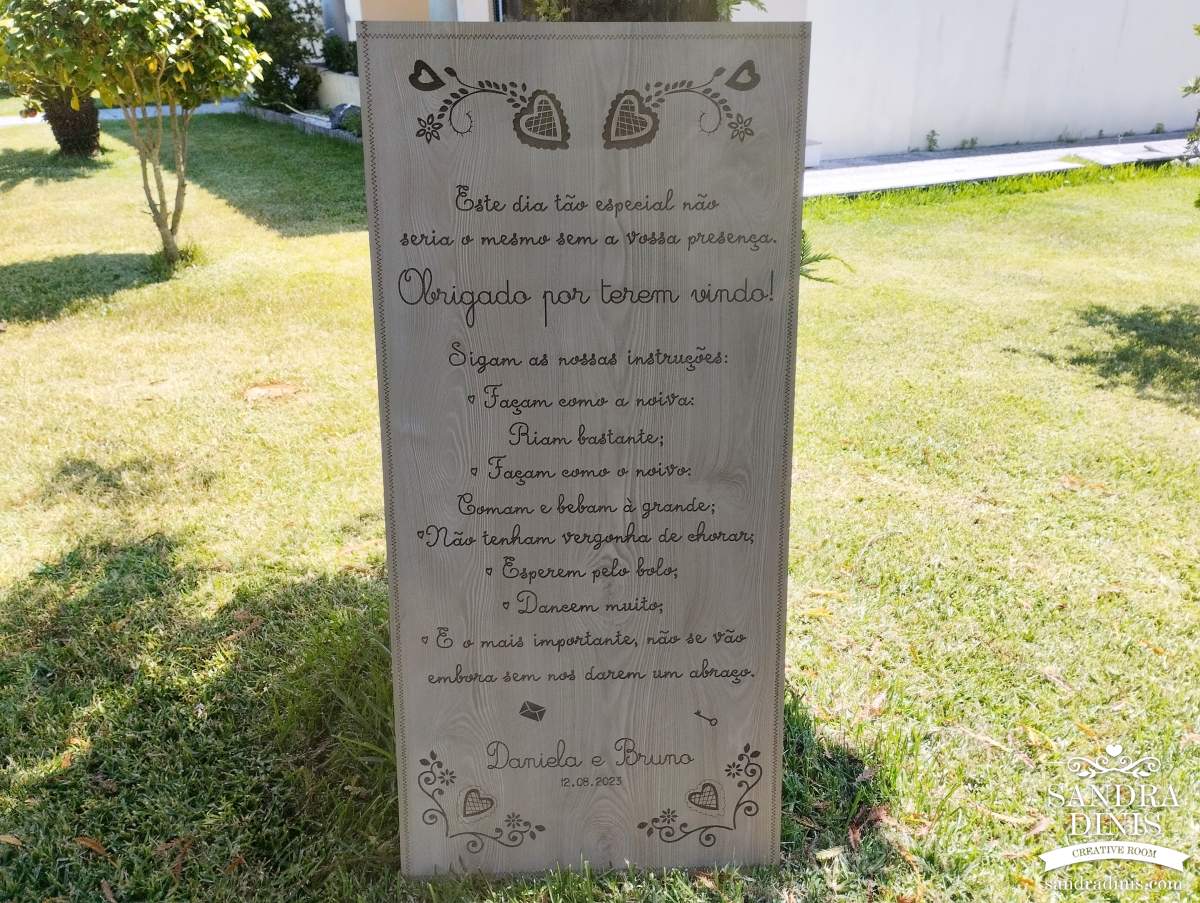 Placa Entrada na Quinta Lenços Namorados  Boas-vindas