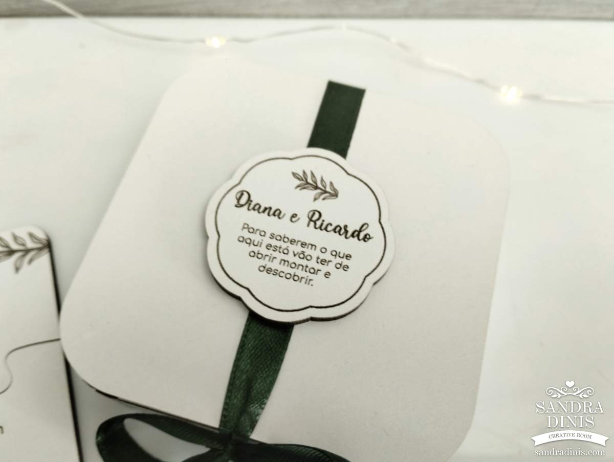 Puzzle convite padrinho / madrinha de casamento - em caixinha
