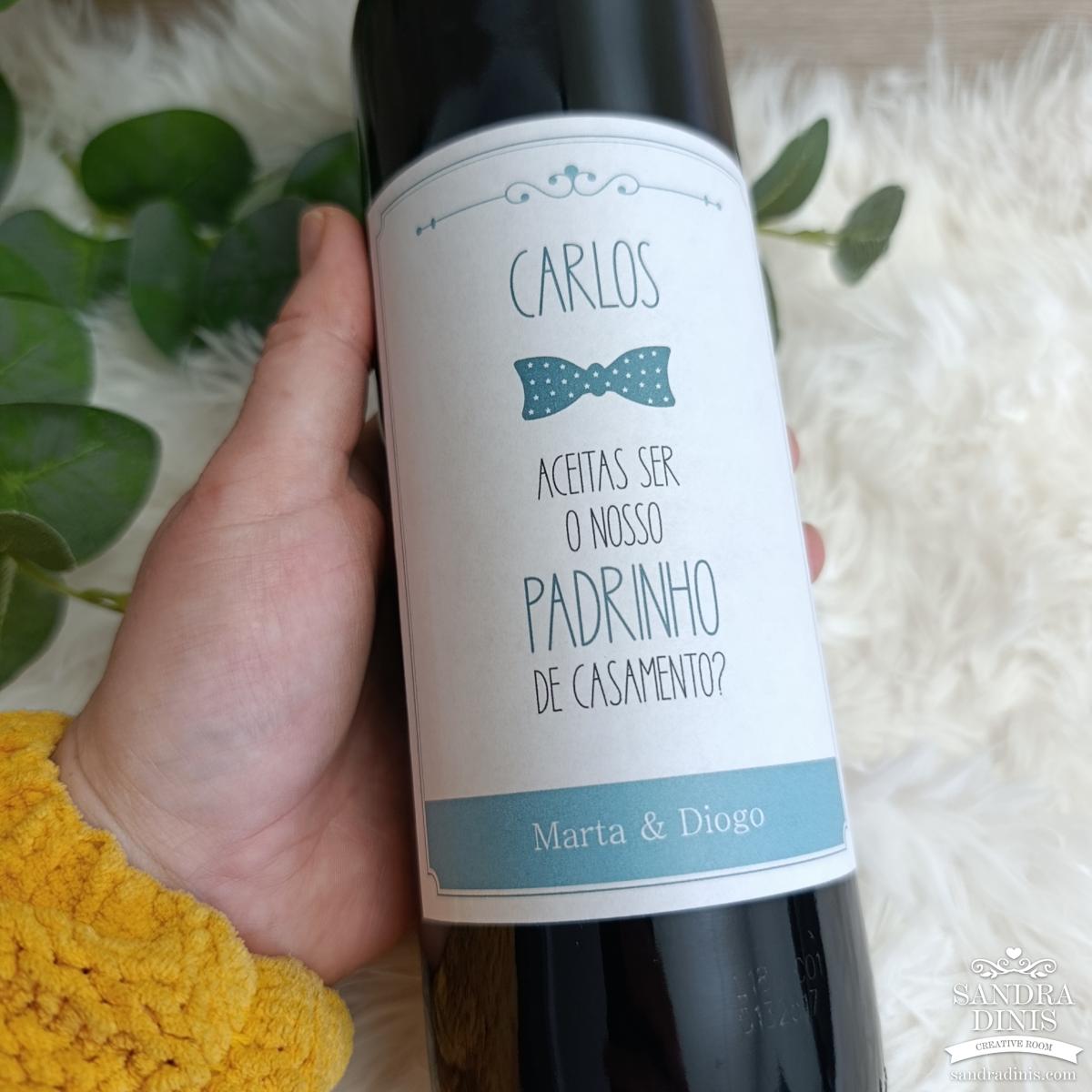 Rótulo convite Padrinho Casamento personalizado