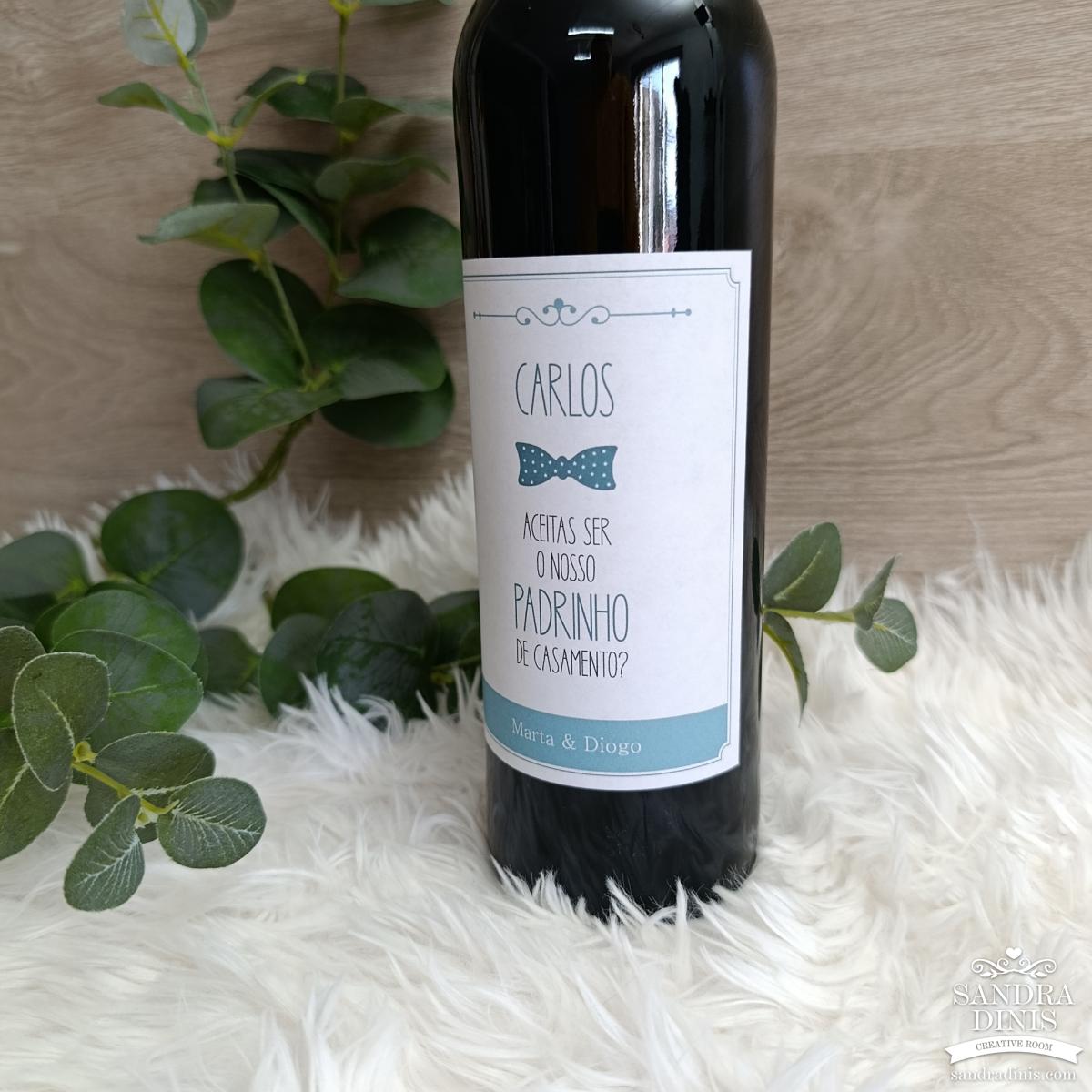 Rótulo convite Padrinho Casamento personalizado