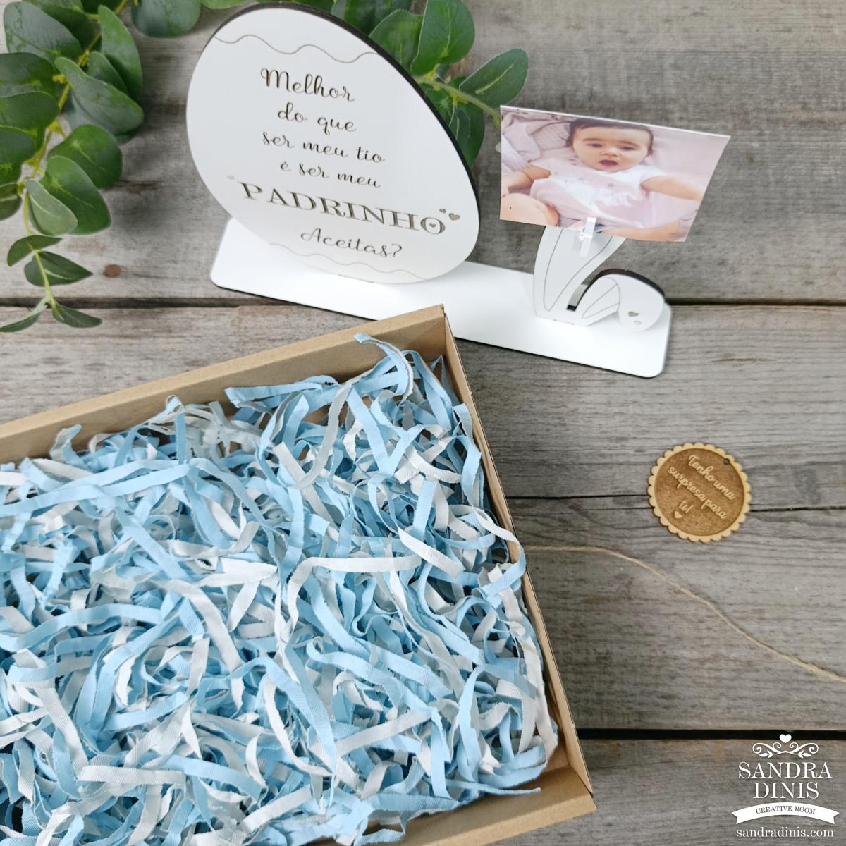Convite porta-retratos para Madrinha / Padrinho em caixa