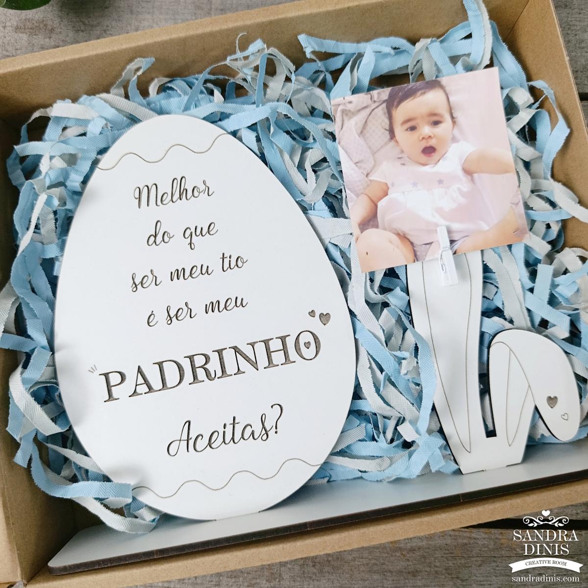 Convite porta-retratos para Madrinha / Padrinho em caixa