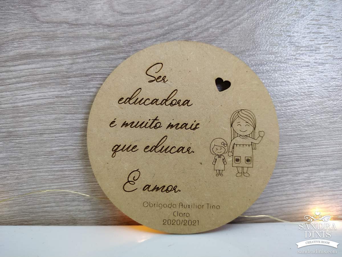 Placa com mensagem para Professora/auxiliar