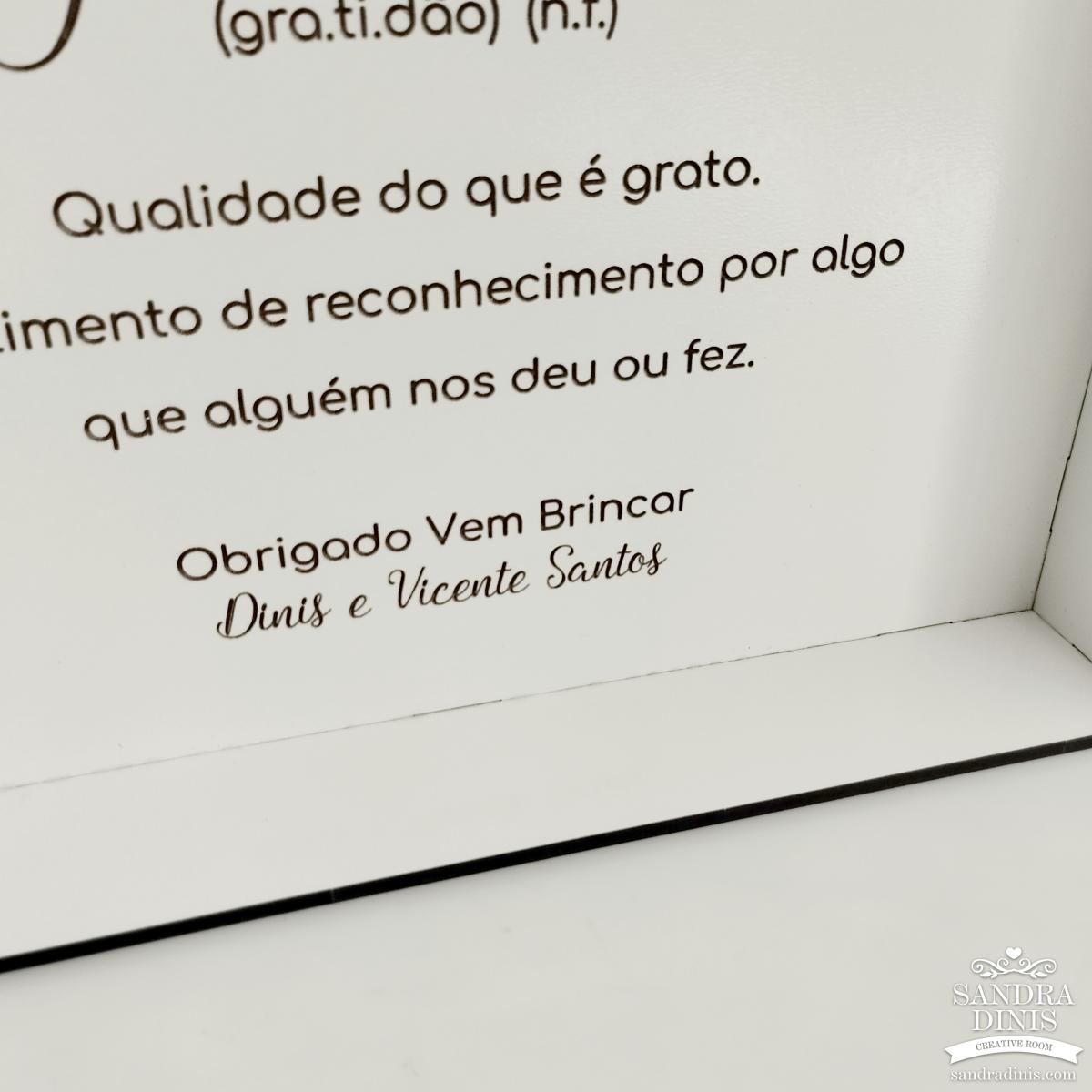 Quadro personalizado com dedicatória