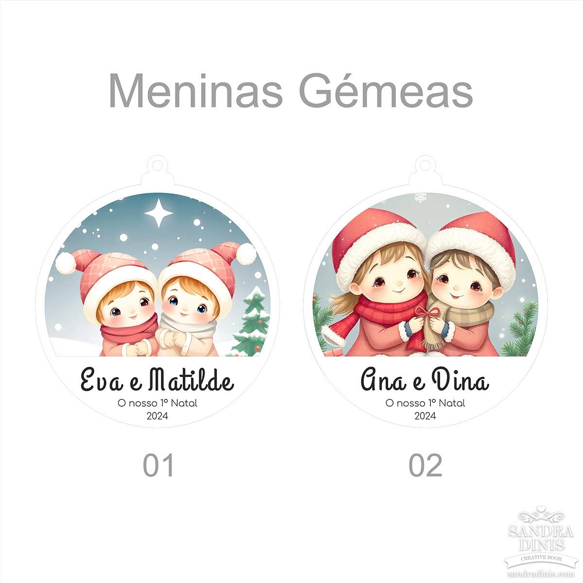 Bola 1º Natal com bonequinhos fofos