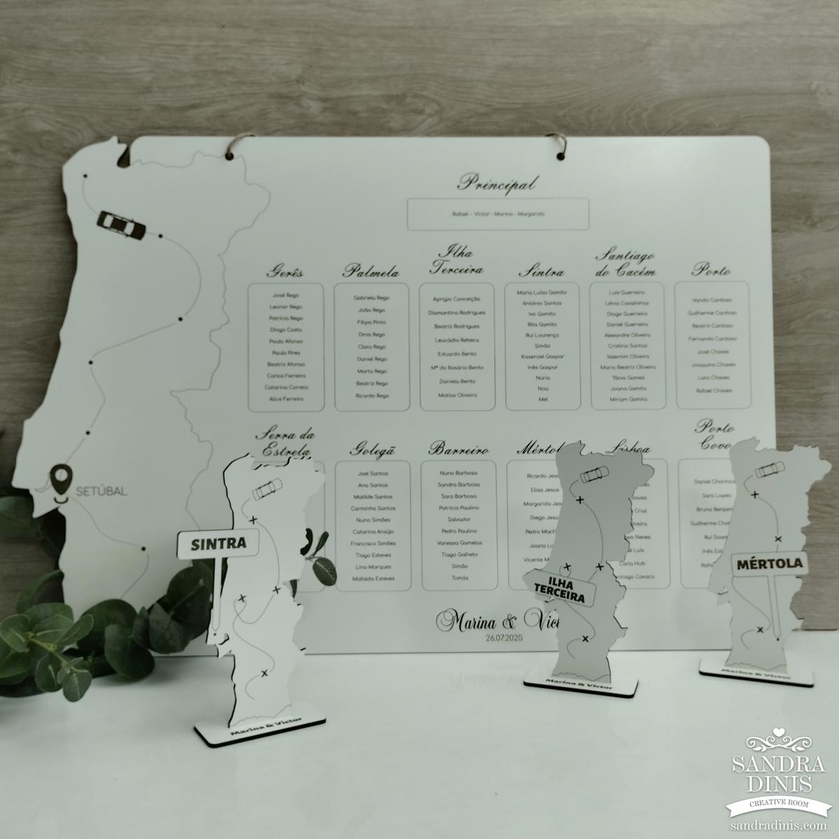 Placard distribuição de mesas Mapa Portugal 