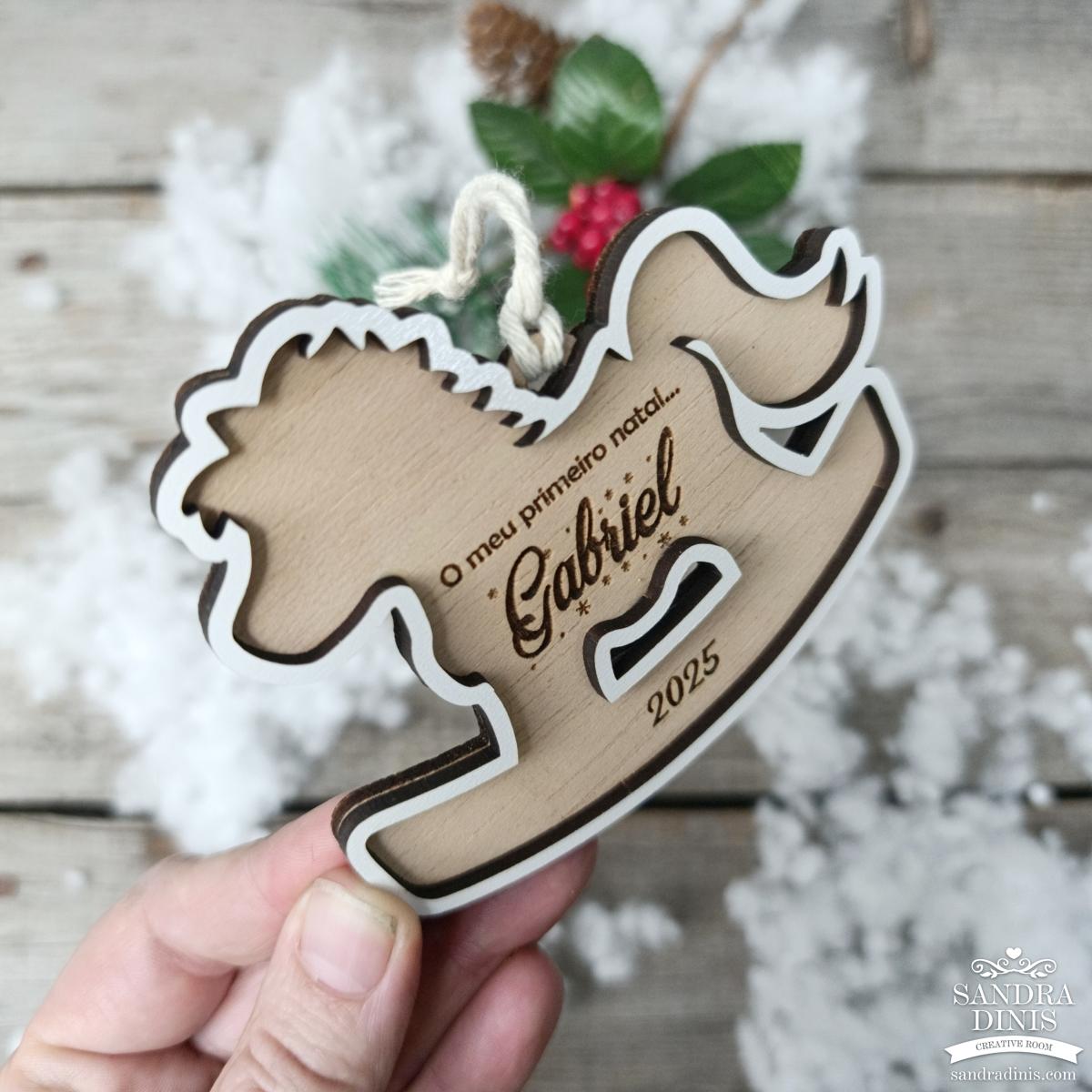 Cavalinho decorativo o meu 1º Natal personalizado