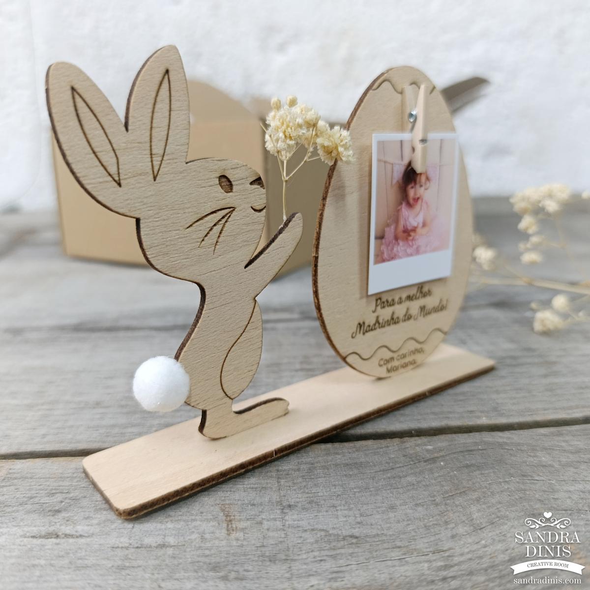 Convite coelhinho porta-retratos para Madrinha / Padrinho em caixa