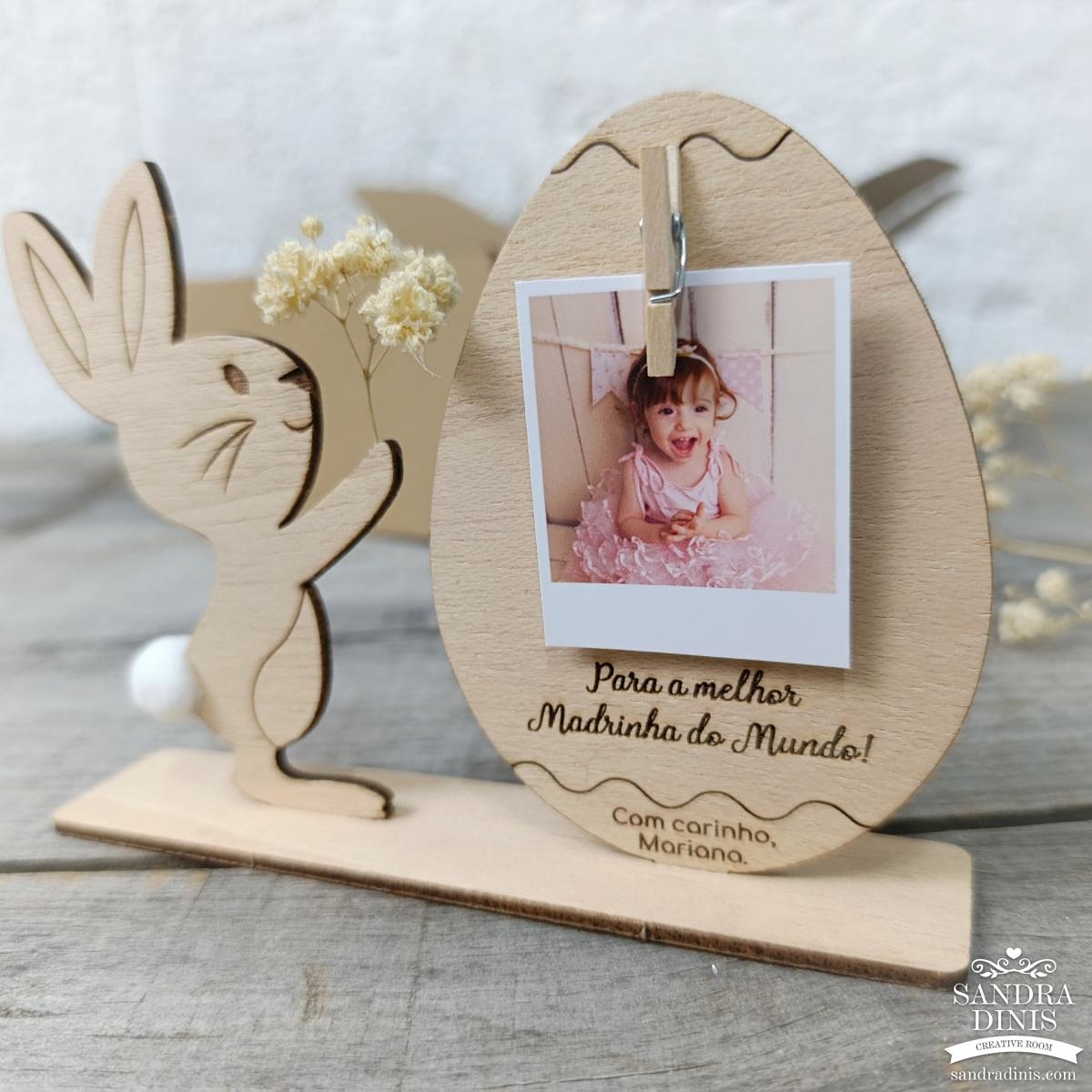Convite coelhinho porta-retratos para Madrinha / Padrinho em caixa