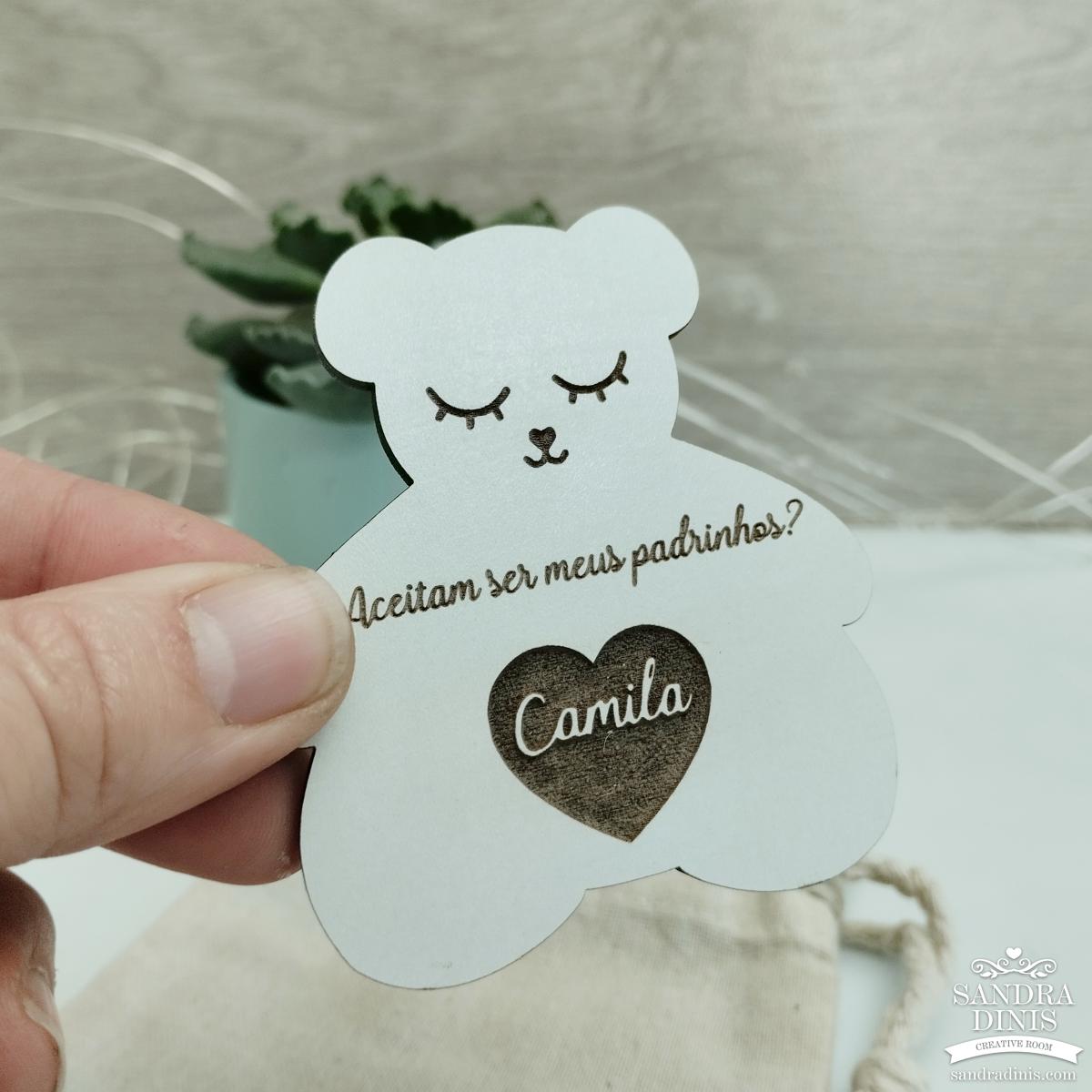 Íman convite padrinhos ursinho 
