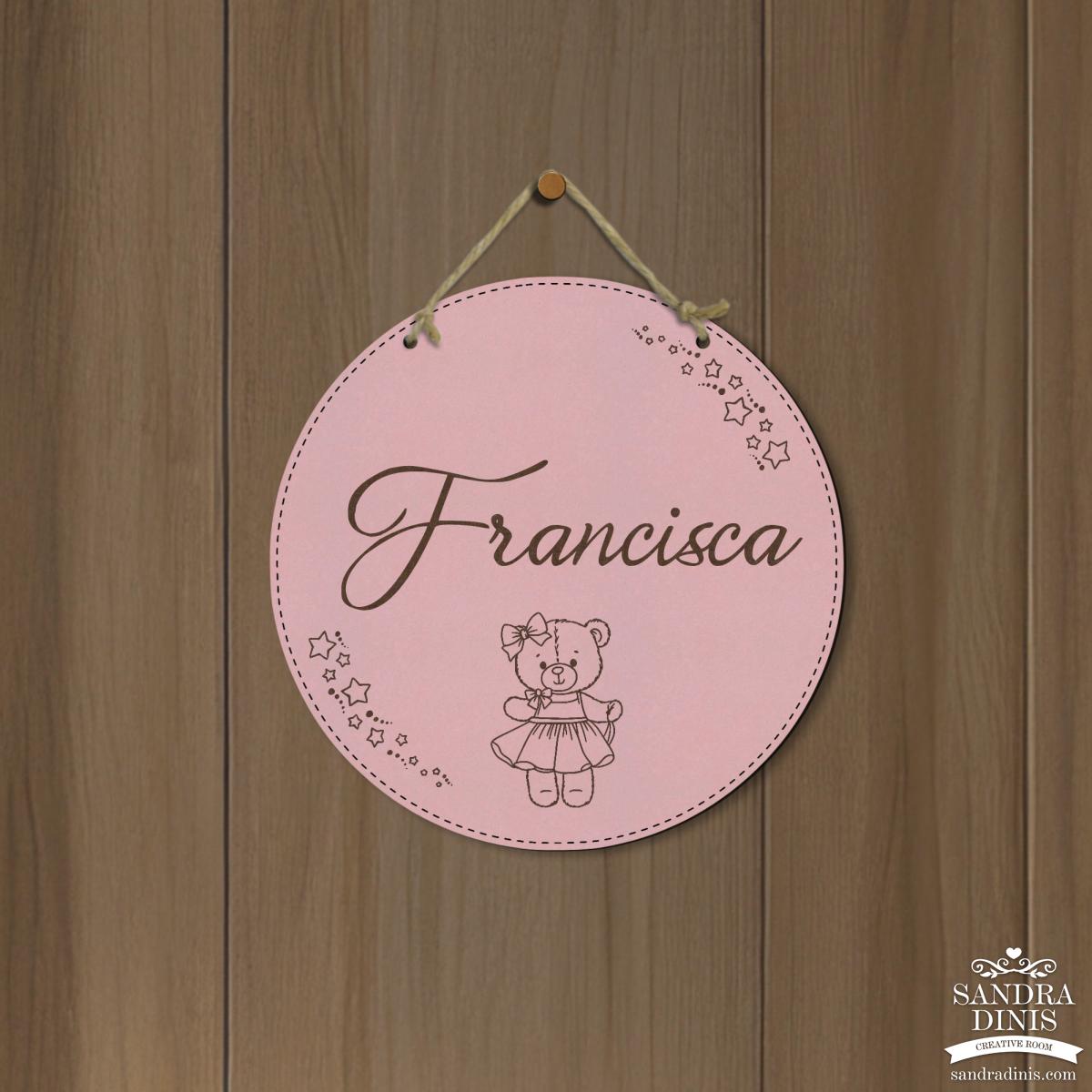 Placa quarto / porta menina com ursinha personalizada