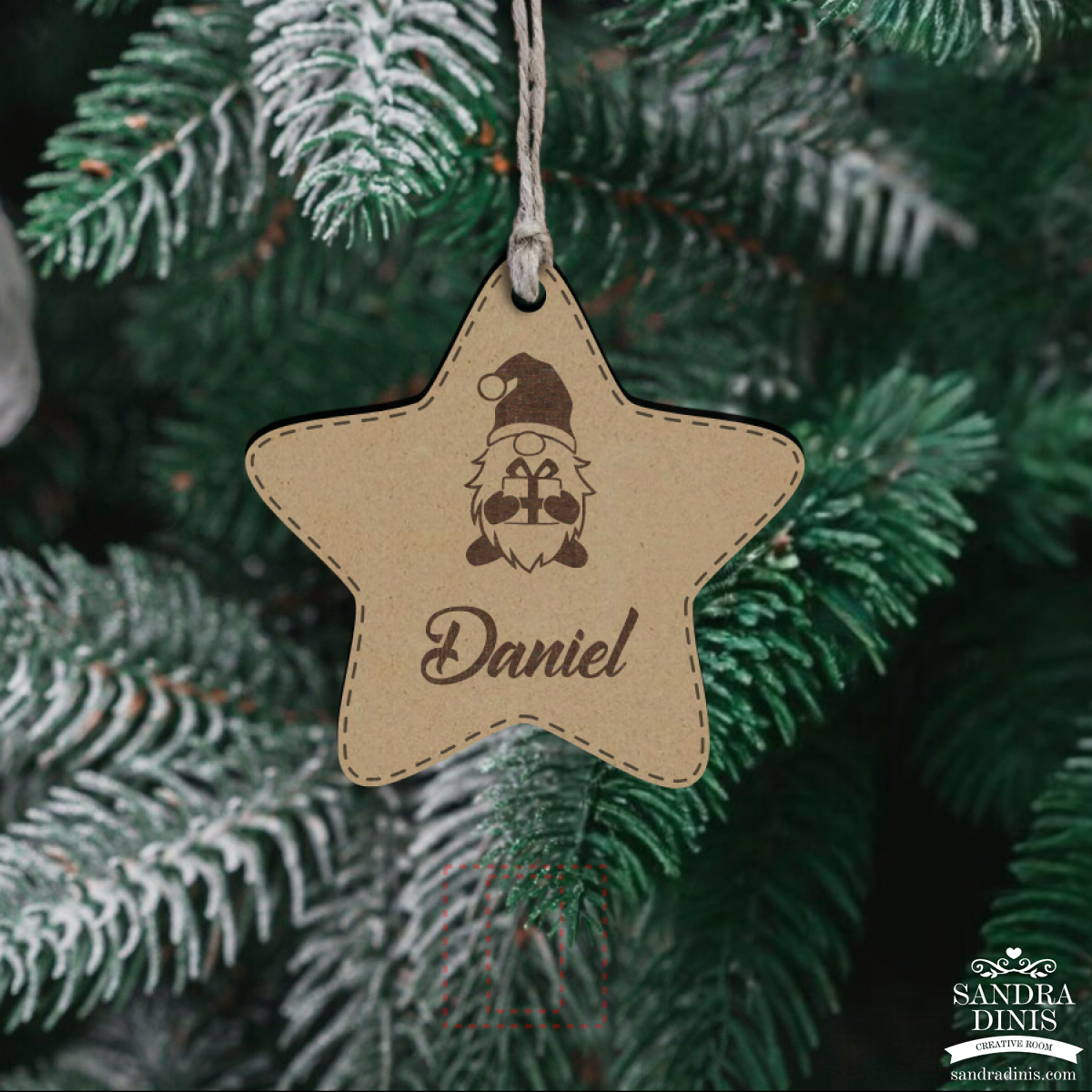 Estrela Natal com bonequinho personalizada com nome