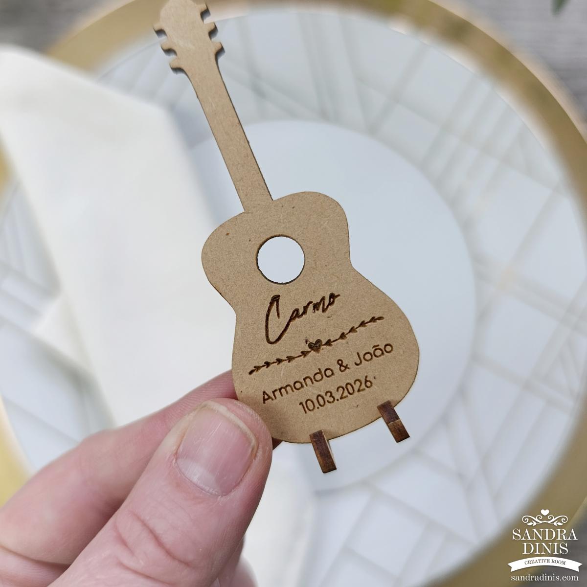 Nomes pratos - Marcador de lugar tema música - Guitarra