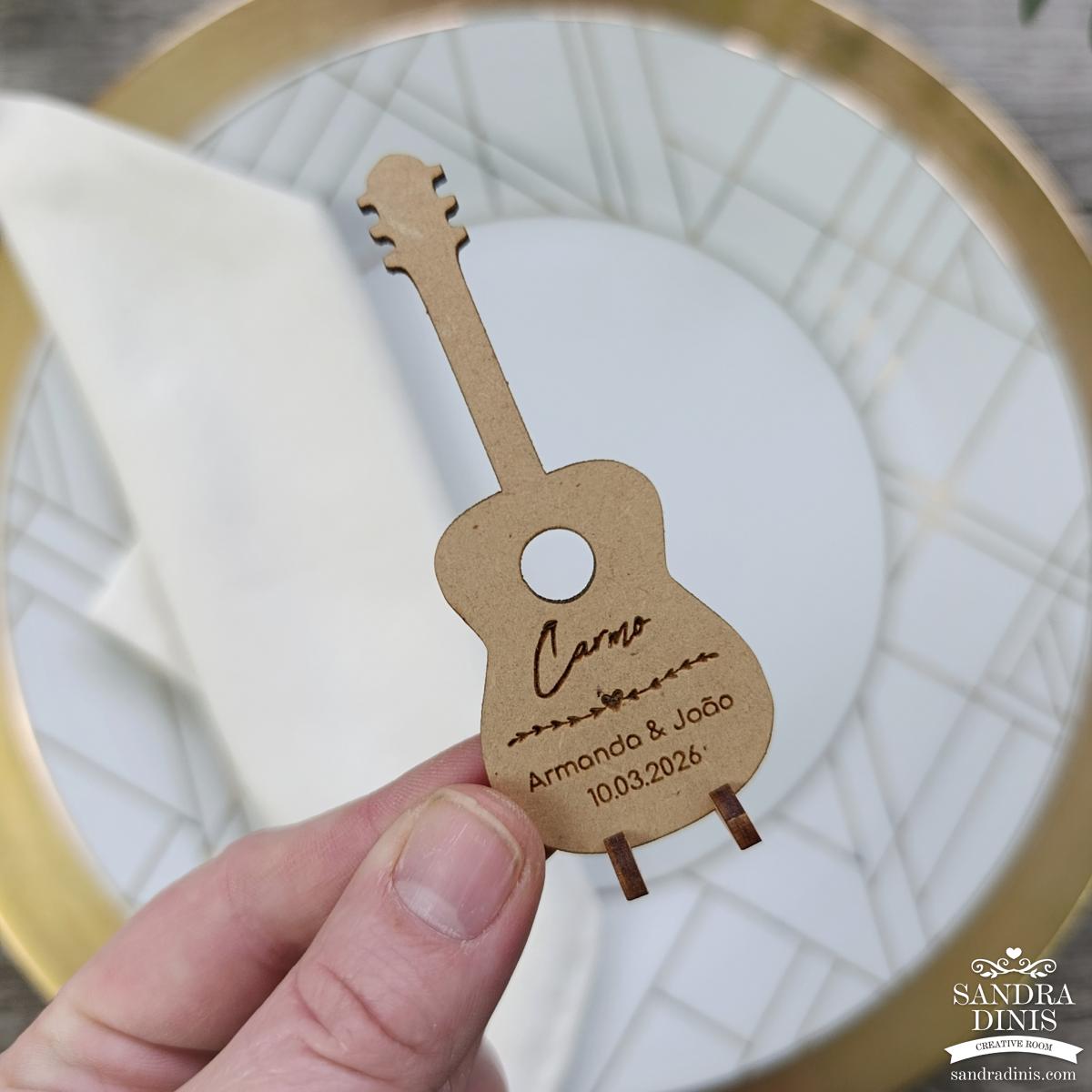 Nomes pratos - Marcador de lugar tema música - Guitarra