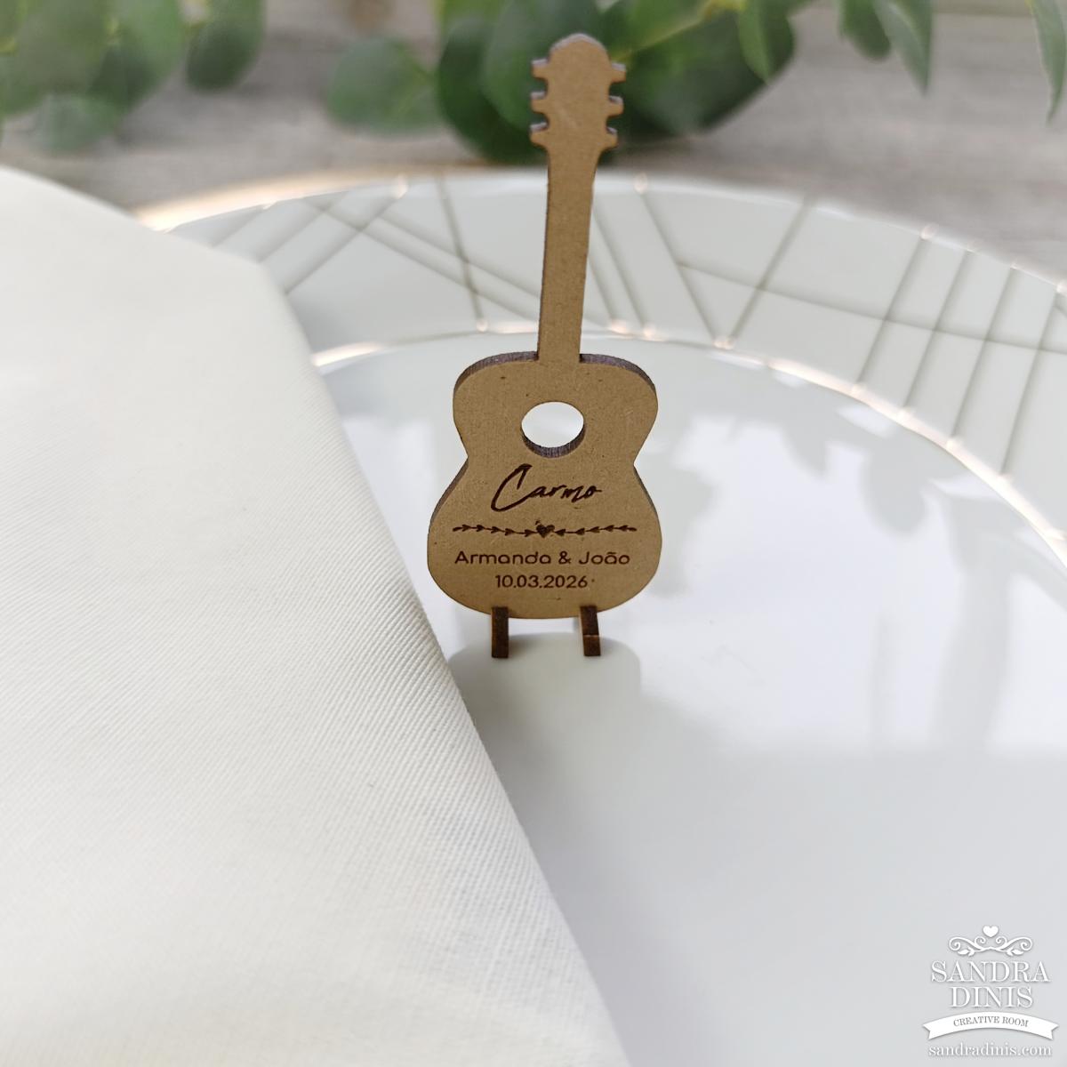 Nomes pratos - Marcador de lugar tema música - Guitarra