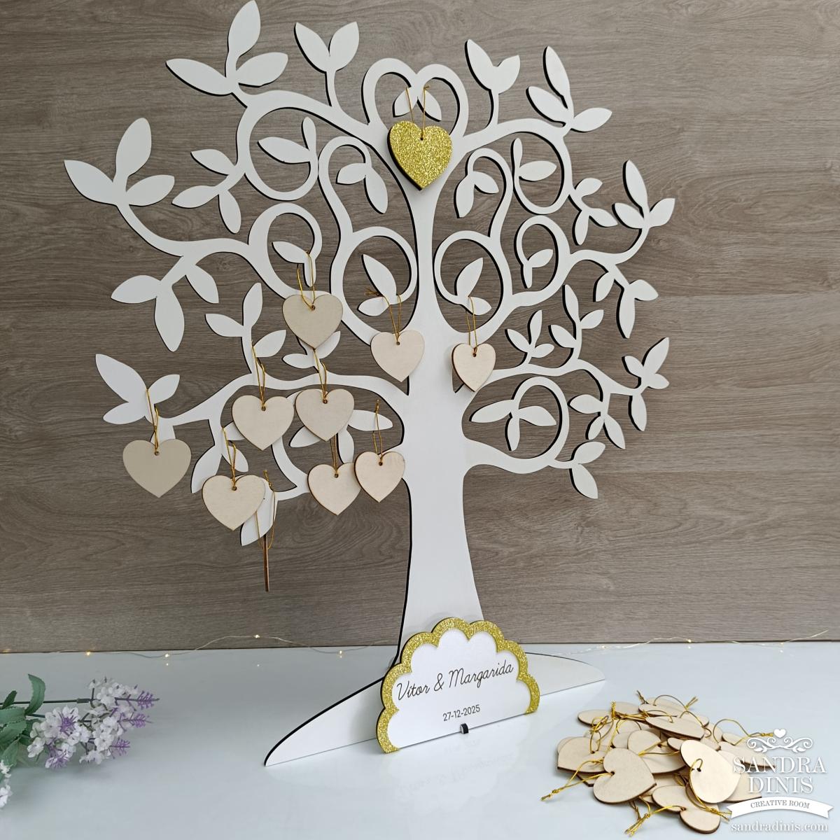 Quadro de honra casamento 35 corações Árvore da vida 