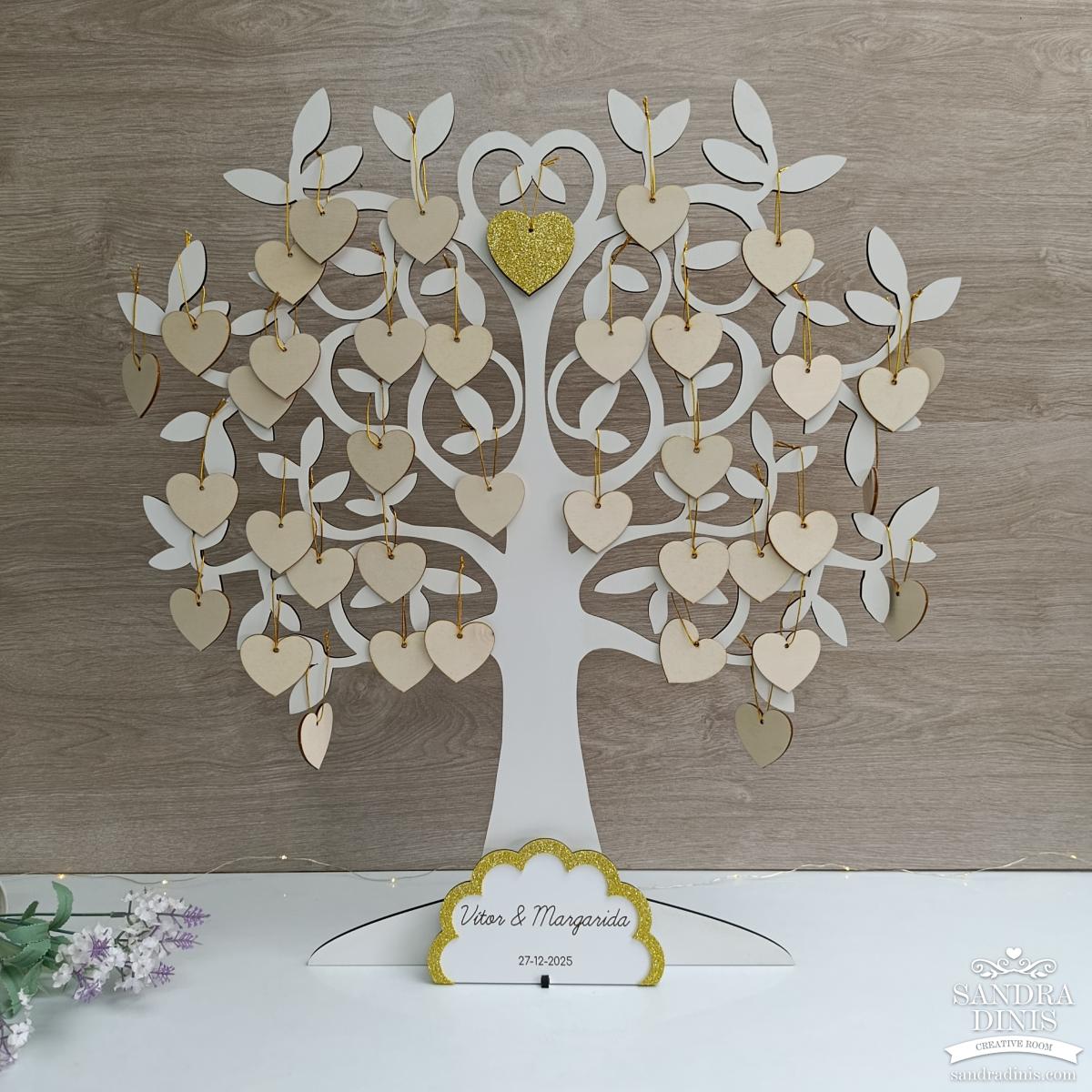 Quadro de honra casamento 35 corações Árvore da vida 