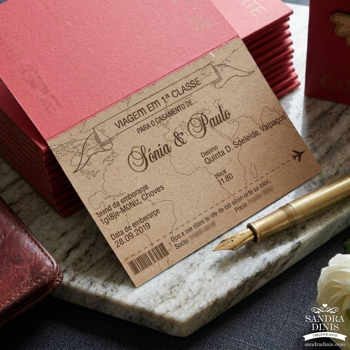 Convite Passaporte para casamento - personalizado