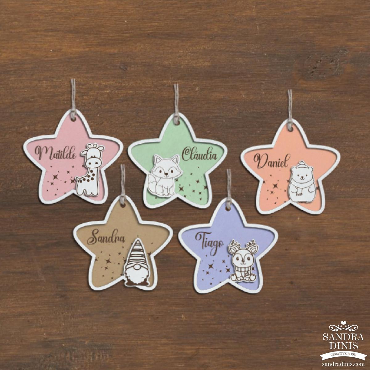 Estrelas Natal personalizadas nome (2 unidades)